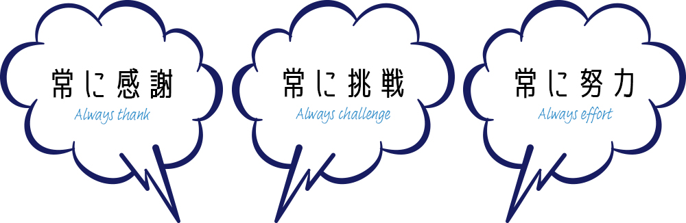 常に感謝 常に挑戦 常に努力